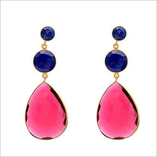 Ruby Quartz & Lapis Lazuli Gemstone Earring