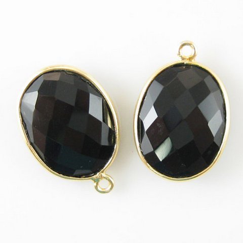 Oval Black Onyx Gemstone Connector