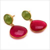 Fuchsia Chalcedony & Sea Green Chalcedony Gemstone Earrings