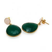 Green onyx & Milky Chalcedony Gemstone Earrings