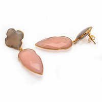 Pink Chalcedony & Gray Chalcedony Gemstone earrings