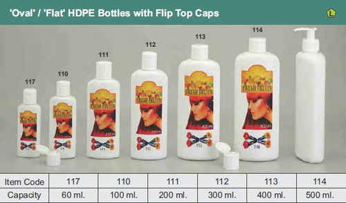60 100 200 300 400 500 ml Flat Shampoo Bottles