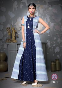 Dry Cleaning Trendy Gown Style Printed Rayon Kurti