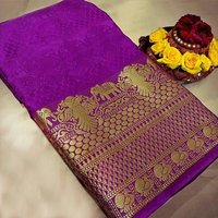 Pruple Sethnic Plain Saree With Zari Border Wholesale