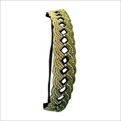Light Green Bead with silver white beaded headband