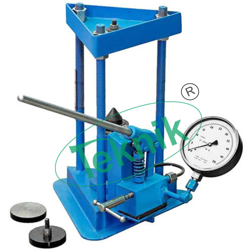 Point Load Index Tester Hand Operated - Stainless Steel, 10 Tonne Hydraulic Jack, Adjustable Conical Platens | Analog Display, Soil Testing Equipment