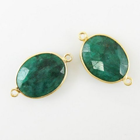 Oval Dyed Emerald Gemstone Connector