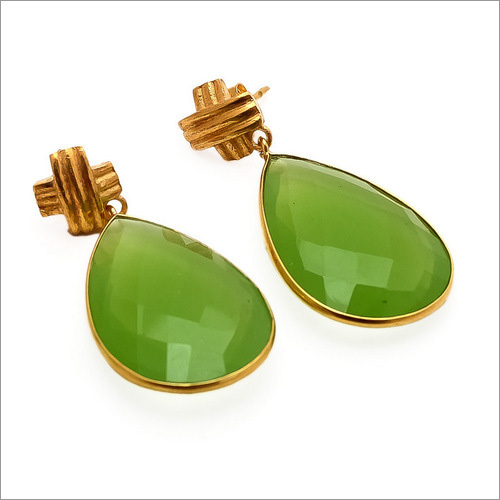 Sea Green Chalcedony Gemstone Earrings