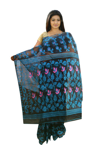 Bengal Handloom Black Jamdani Saree