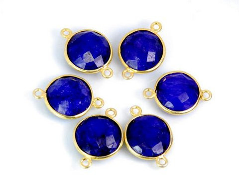 Round Dyed Sapphire Gemstone Connectors