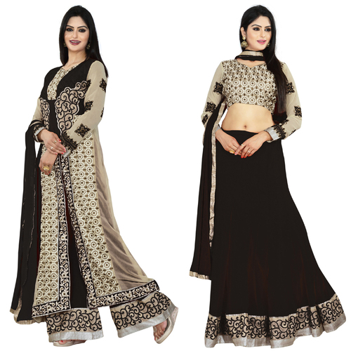 Classic Black Faux Georgette Anarkali Suit 