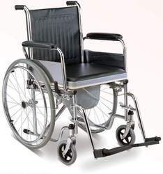 Wheel Chair - Steel Frame 42"L x 28"W x 35"H, 18" Cushioned Seats | Foldable, Detachable PU Armrests, Solid Wheels, Manual Brakes