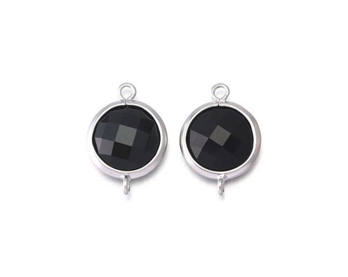 Round Black Onyx Gemstone Connector