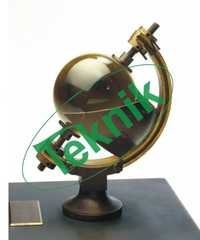 Sunshine Recorder - Brass Slotting Frame With Glass Ball, Mounted On Stone Base | Meteorological Instrument With One Year Recording Graph And Standard Stenciled Curve