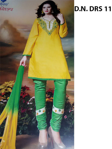 Cotton Punjabi Suit - 48 Inch, Yellow | Hand Embroidery, Elegant Design, Comfortable, Durable Fabric