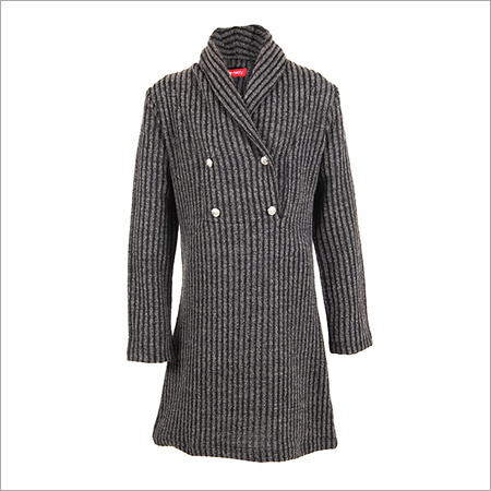 Tunic - Wool Blend Gray Knee-Length | Double-Breasted Closure Elegant Style Comfortable Fit