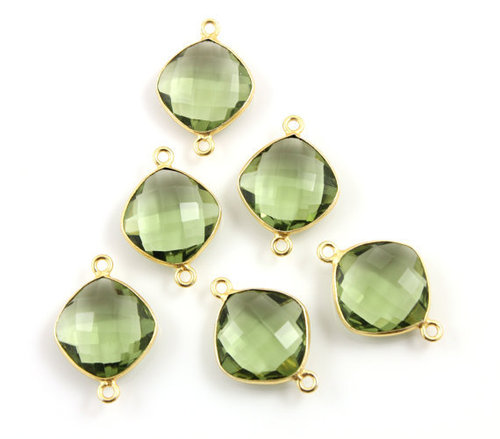 Cushion Green Amethyst Gemstone Connector