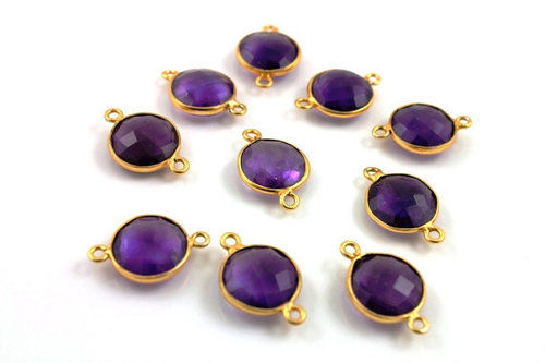 Round Amethyst Gemstone Connector