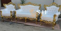 Indian Wedding Sofa Set - Color: Cream Upholstery With Gold Accents.
