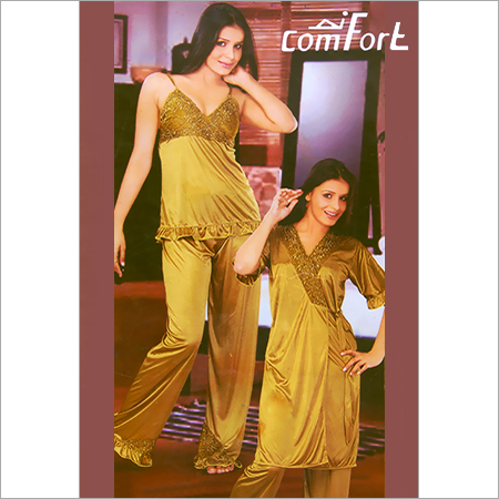 Three Piece Satin Nighty