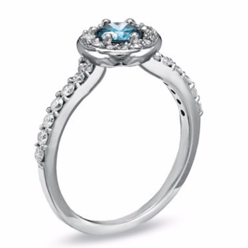 Blue Diamond Solitaiare Ring