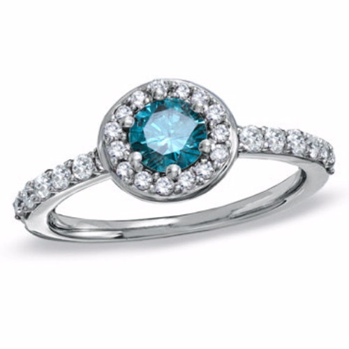Beautiful Blue Diamond Solitaire Engagement Ring