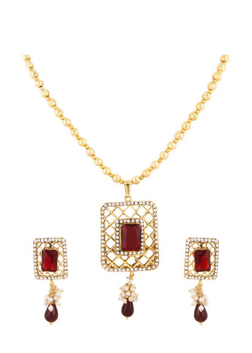 Ruby Pendant Earrings Set 395