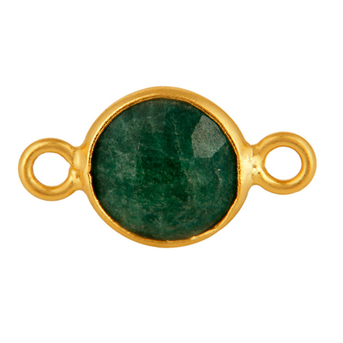 Round Dyed Emerald Gemstone Connectors