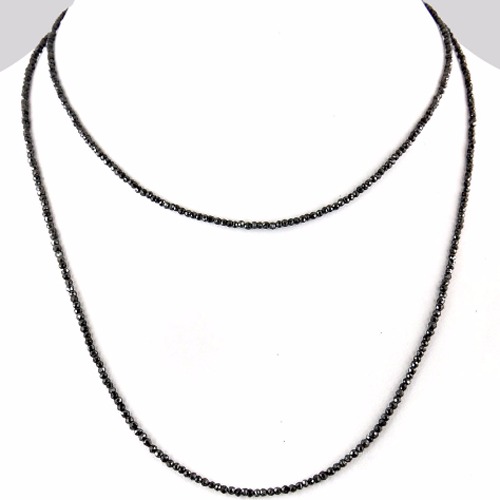 Faceted Black Diamond Beads Necklace