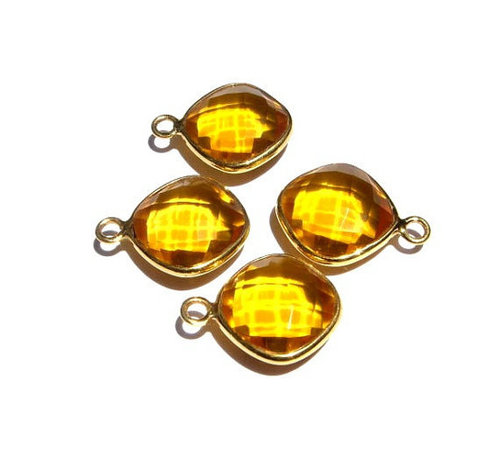 Cushion Citrine Gemstone Connector