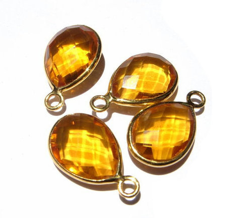 Pear Citrine Gemstone Connector