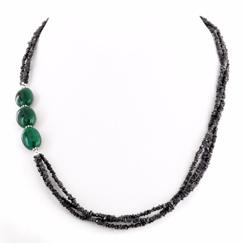 Designer Rough Black Diamond Beaded Necklace