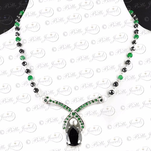 Beautiful Amazing Quality 62cts Black diamond with Emerald