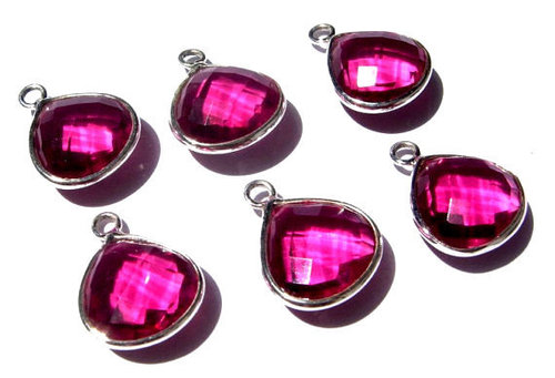 Pink Tourmaline Gemstone Connector - AA Quality Faceted Heart Shape | 925 Sterling Silver, 10-20 Grams Weight, Elegant Jewelry Type
