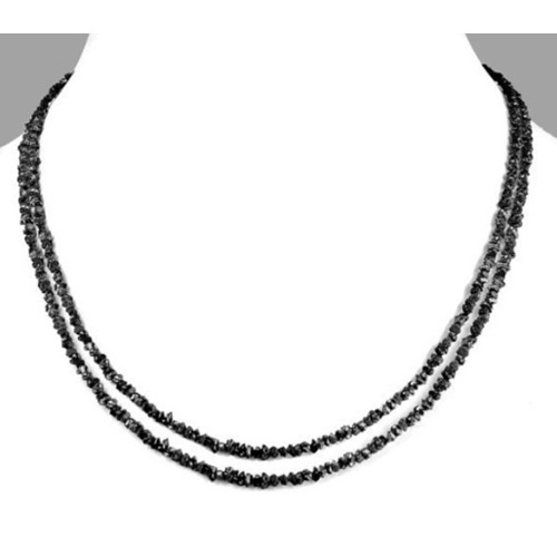 Certified Rough Black Diamond Beaded Necklace