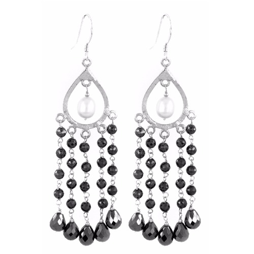 Black Diamond Solitaires Earrings in 925 Silver