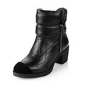 Ladies Leather Boots - Leather, Black, Mid Heel, Zipper Closure | Elegant Design, Long-lasting Sole, High Comfort, Soft Leather, Trendy Look