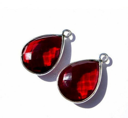 Pear Ruby Hydro Gemstone Connector