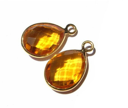 Pear Citrine Gemstone Connector