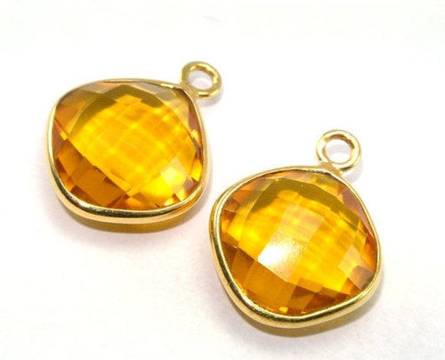 Cushion Citrine Gemstone Connector