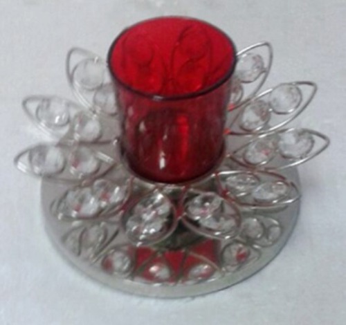 Glass Votive With Metal Base