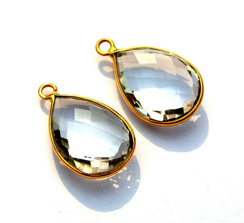 Pear Green Amethyst Gemstone Connector