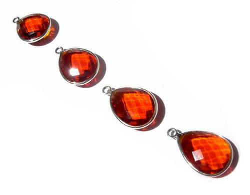 Citrine Gemstone Connector - AA Quality Faceted Heart Shape, 925 Sterling Silver Bead with Pear Shape Design