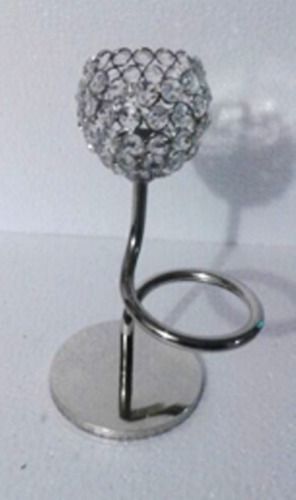 Silver Stylish Crystal Candle Holder