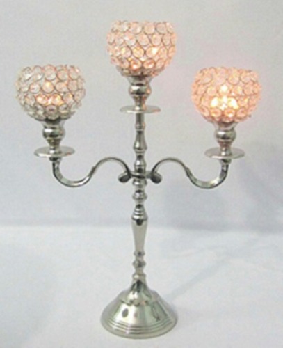 3 Crystal Ball T-Light Candle Stand B