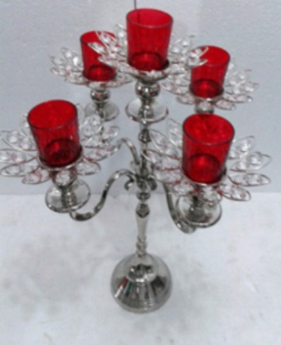 5 Red Arm Glass Votive Candle Stand 4