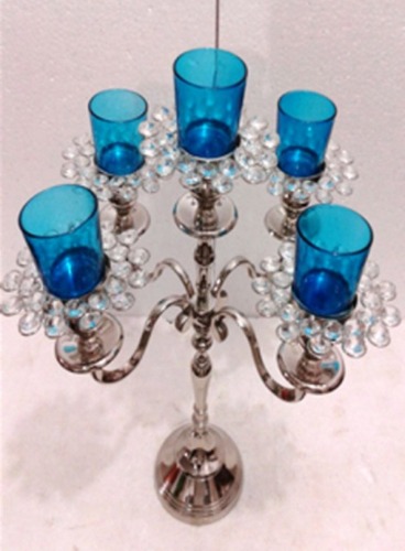 5 Blue Arm Glass Votive Candle Stand 5