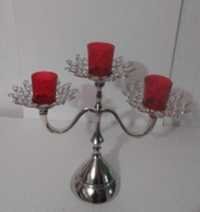 3 Red Glass Votive Candle Stand