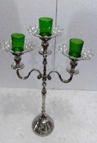 3 Green Glass Votive Candle Stand 11