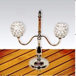 Golden Decorative Two Arm Candle Holder With Crystal